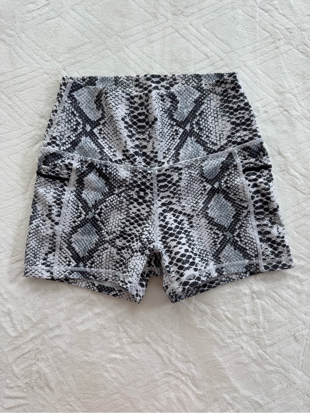 High-Waist Snake Print Active Shorts